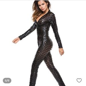 Black Laytex-like Jumpsuit